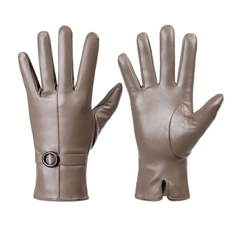 Winter Leather Gloves Beige 